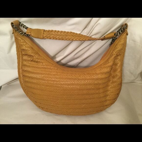 DONALD J PLINER Yellow Woven Leather Crescent Hobo - Picture 6 of 9